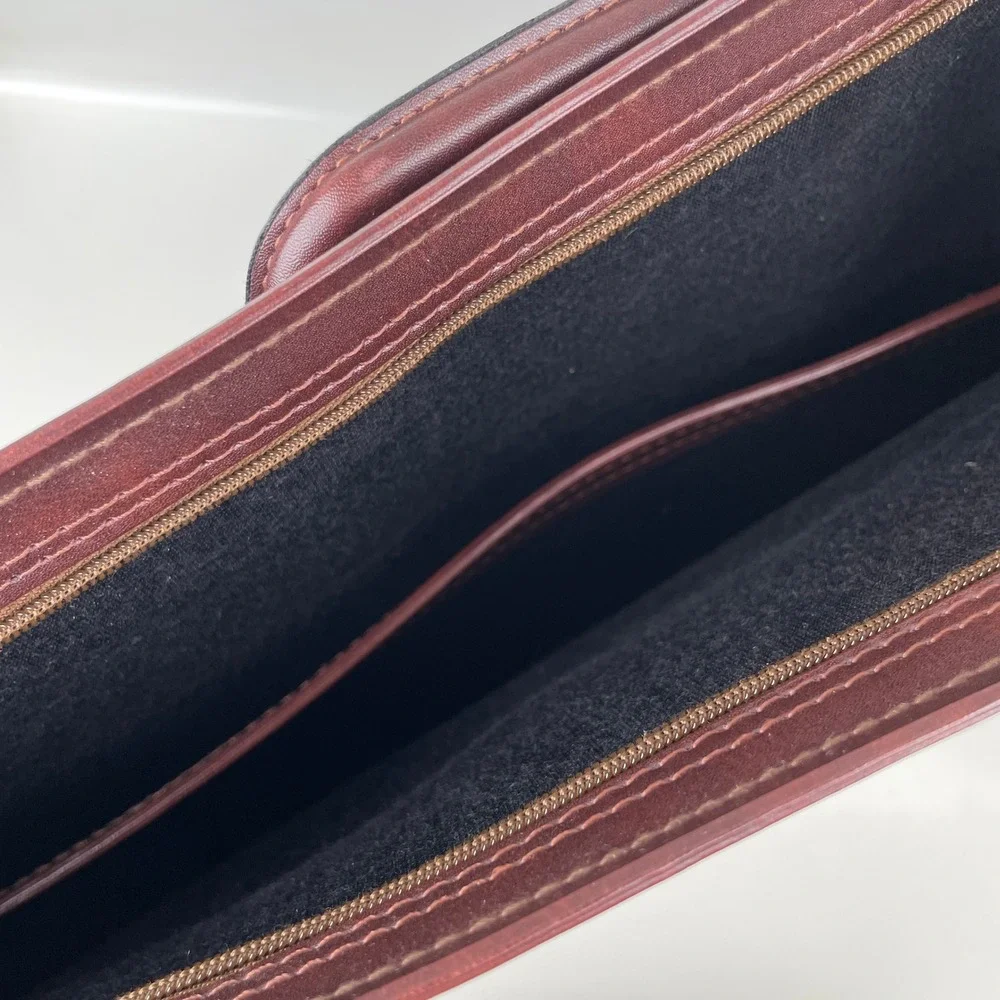 Vintage Cashe Braxton Corp Burgundy Portfolio Briefcase Retractable Handles Zip‎